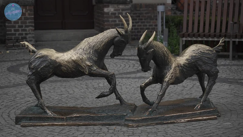 En Poznan, tendrás que conocer la historia/leyenda del entuerto de las dos cabritas. Lo encontrarás en muchos lugares, por ejemplo en esta escultura.